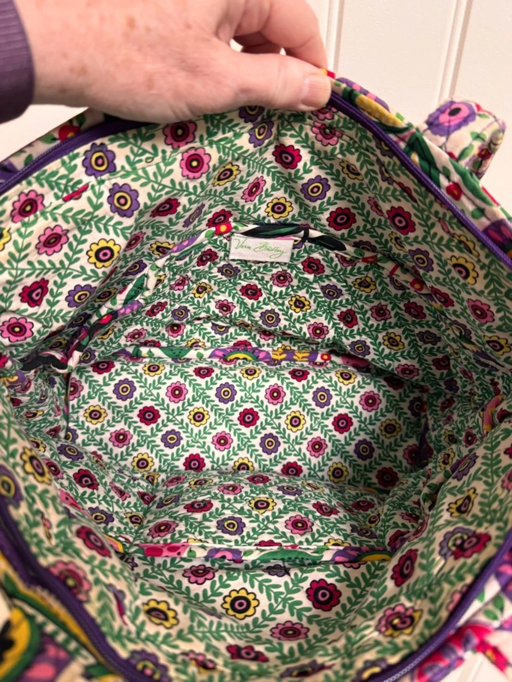 Vera Bradley Quilted Shoulder Tote in Retired “Viva La Vera" Pattern. 14”x9”x4” - Picture 5 of 6
